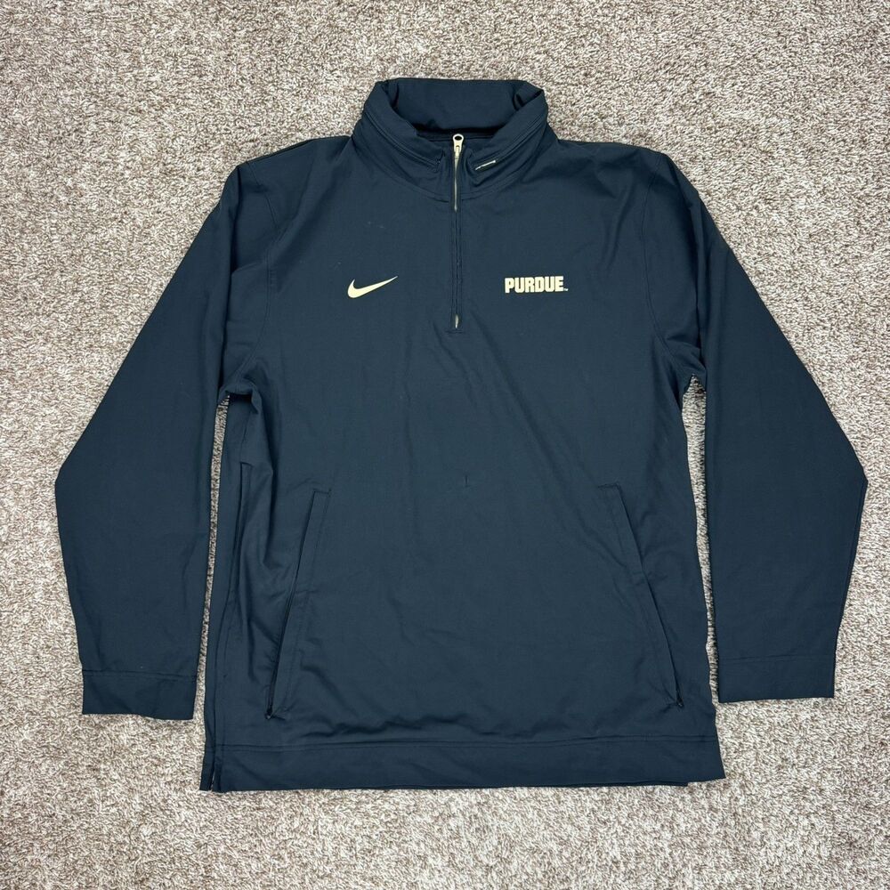 Nike Purdue Boilermakers Sideline Coaches Quarter Zip Jacket Mens Large Black